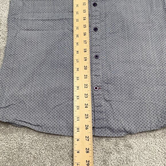 Cougar Slim Fit Button Down Shirt Mens Large Blue Pinstripe Diamond Print Cotton - Picture 8 of 11